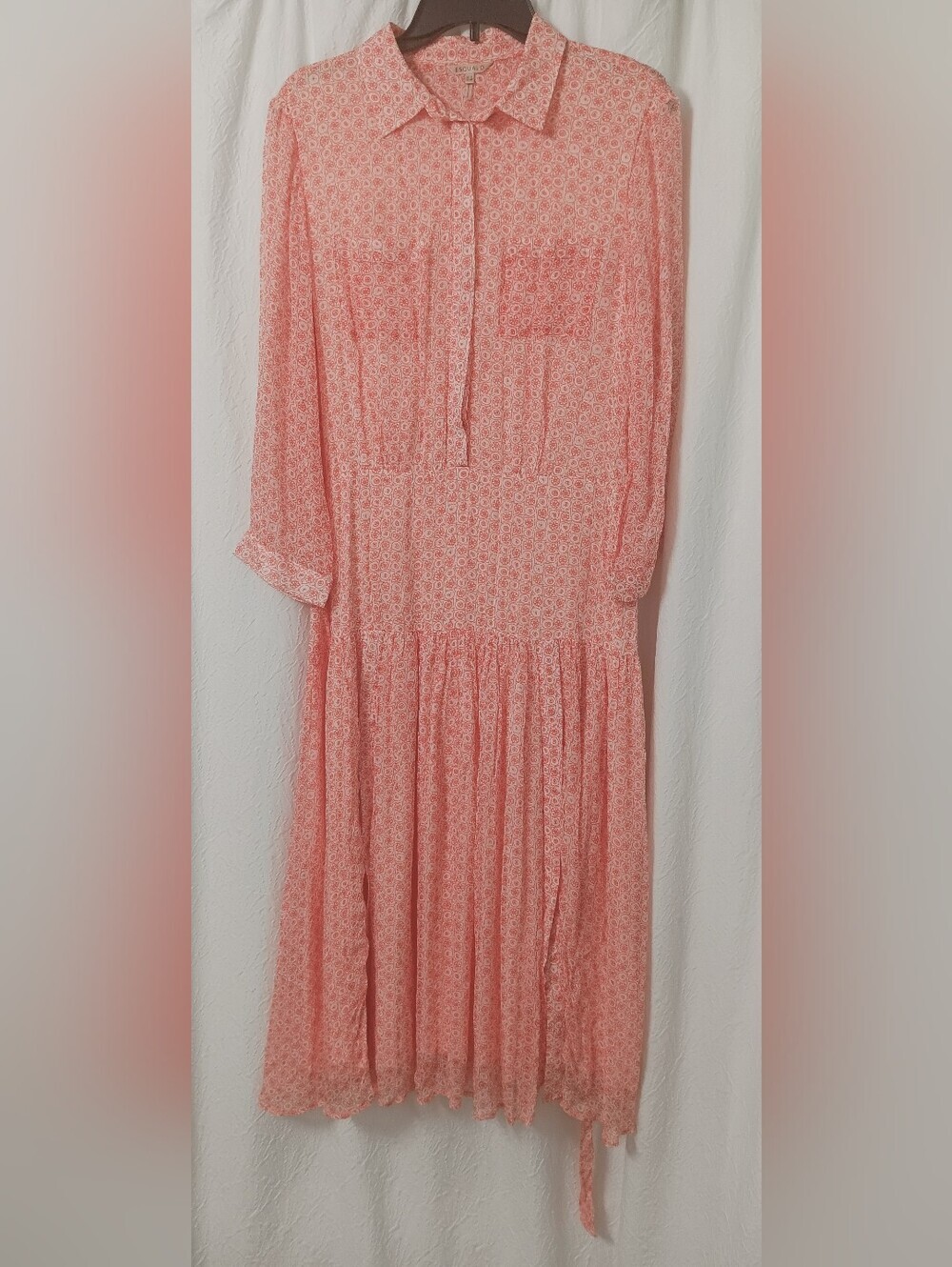 ESQUALO Women's Orange Floral Long Sleeve Midi Dress Size 8
